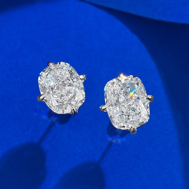 Charm Cushion 3ct Moissanite Diamond Stud Earring 100% Real 925 sterling silver Promise Wedding Earrings for Women Party Jewelry