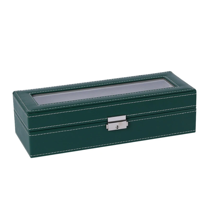 Window Green Leather 6/10/12  Watch Box Case Professional Holder Organizer For Clock Watches Jewelry Boxes Travel Case Display