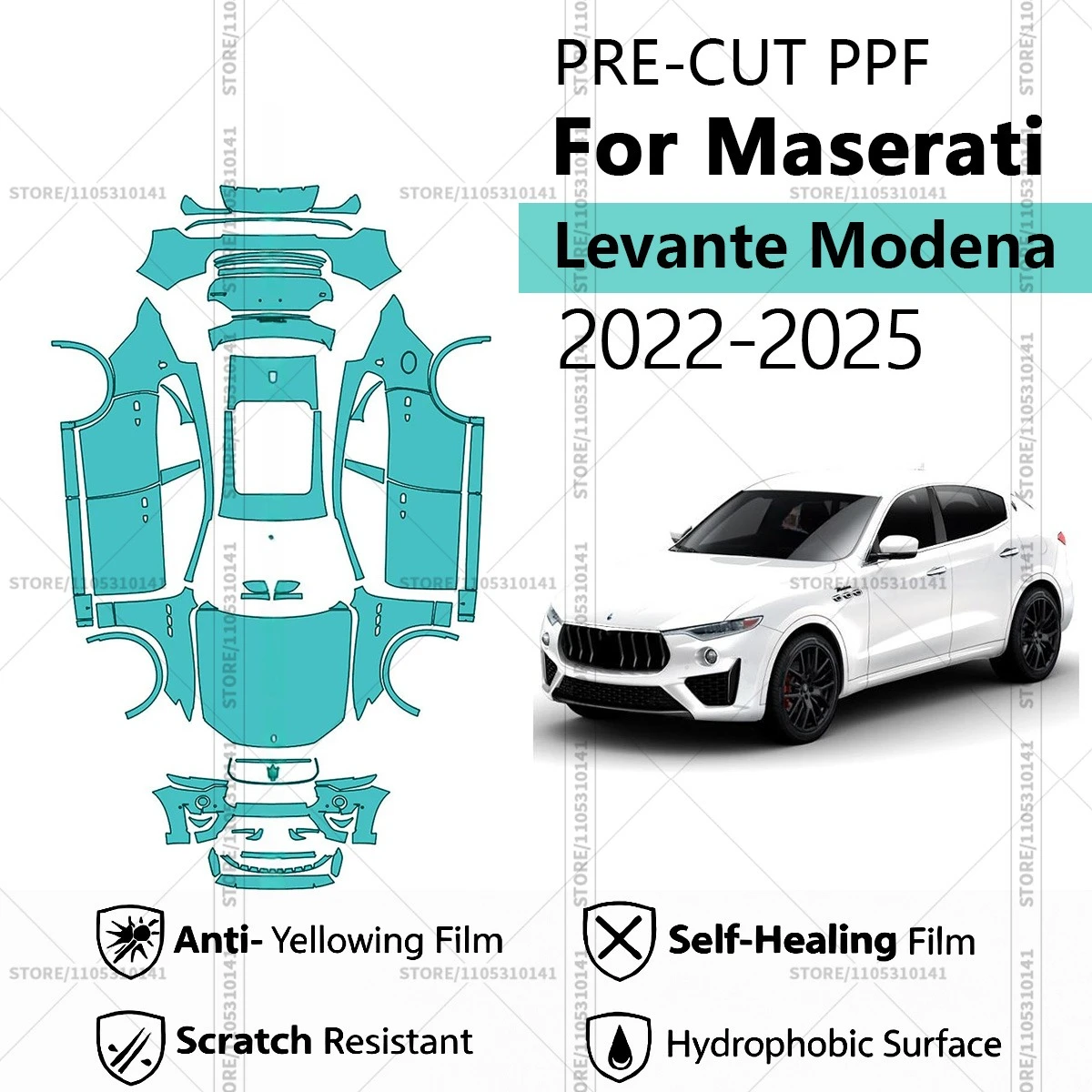 

For Maserati Levante Modena 2022-2025 Pre-Cut Paint Protection Film PPF Transparent Car Film Professional Automotive PPF