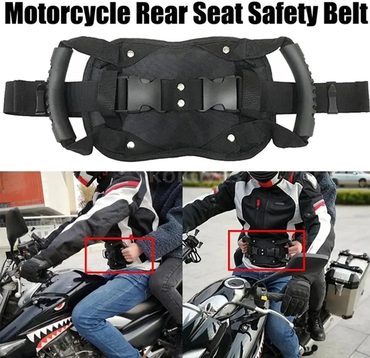 

Motorcycle Rear Seat Passenger Safety Handle Beach Snowmobile Handrail with Safety Belt Motorcycle Safety Riding Accessories