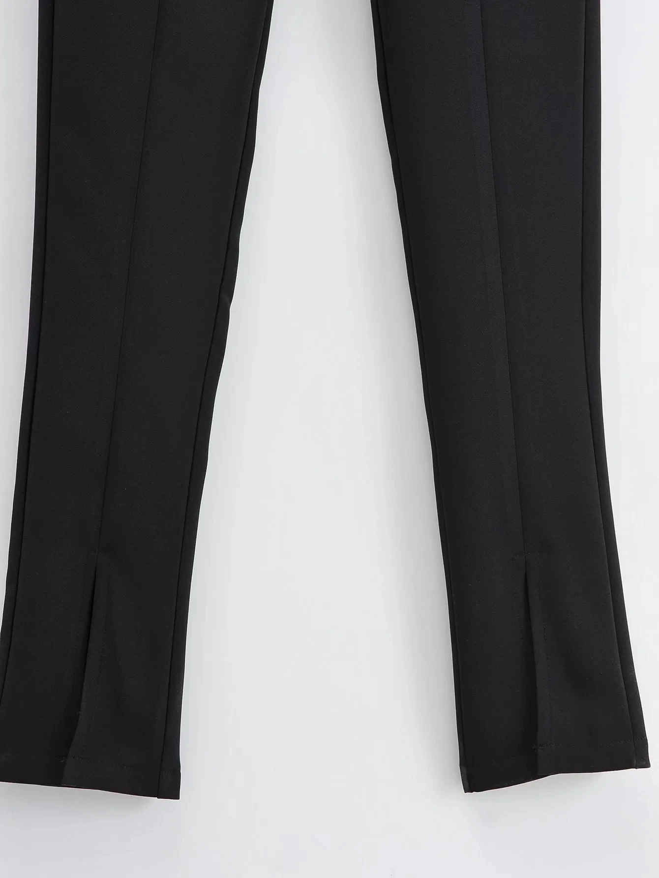 التخسيس عالية الخصر مستقيم الساق دعوى السراويل الأمريكية Sle Bla الجبهة سبليت عارضة السراويل للنساء العصرية تخفيف Faion #3