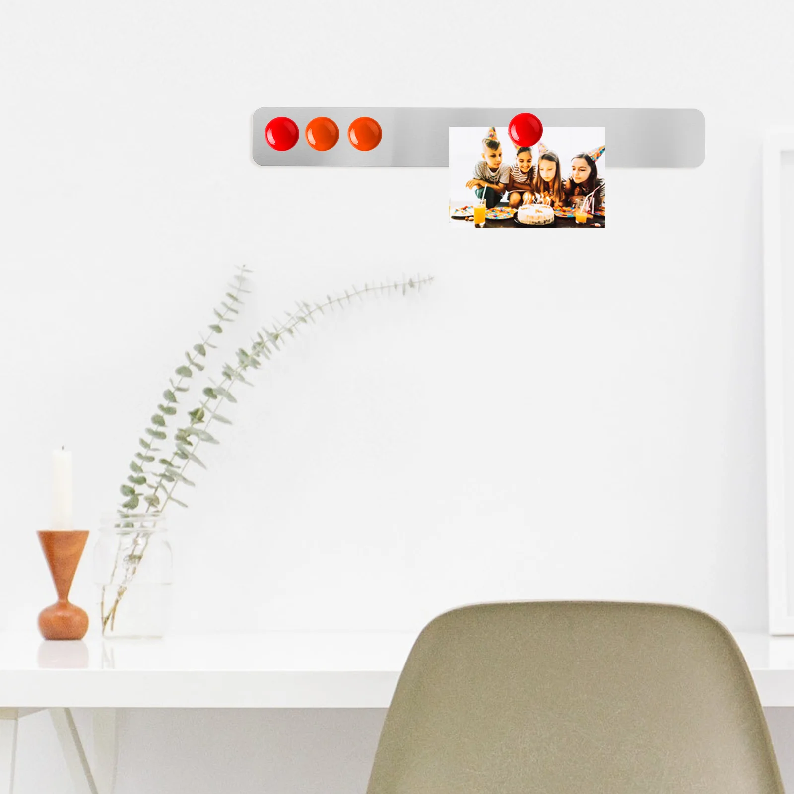 Tiras de Metal adhesivas traseras para tablón de anuncios, soporte seguro para fotos y notas, organizador elegante, tiras para tablón de anuncios para pared, 2 uds.