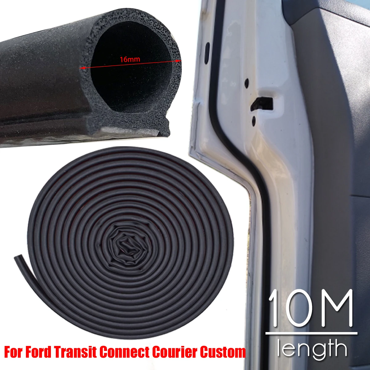 32.8 Ft/10M 16 x 16mm For Ford Transit Tourneo Connect Courier Custom mk2 Mk4 mk5 mk6 mk7 Mk8 Door Seal Car Seal Strip Rubber