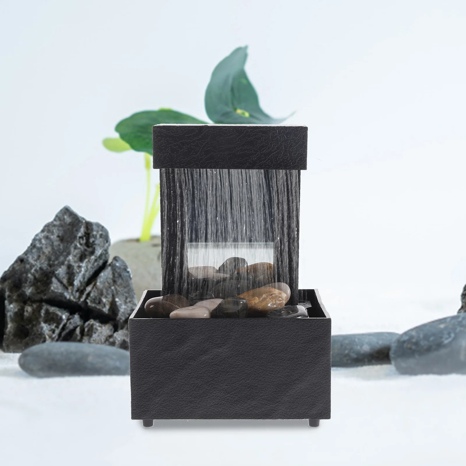 

Creative Indoor Tabletop 1 Set Small Waterfall Zen Decor Home Office Mini Desktop Water Fountain For Air Humidity Relaxation