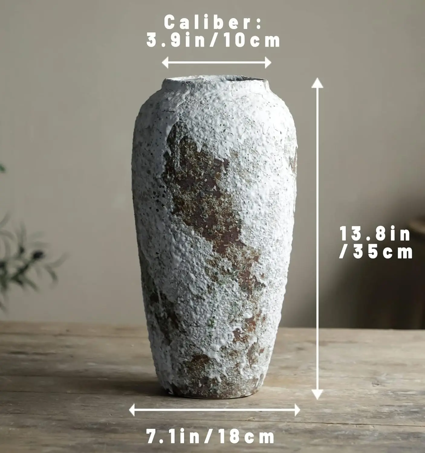 Vaso grande per fiori in ceramica rustica, vaso alto da pavimento vintage, arredamento per fattoria, per soggiorno, ingresso, tavolo, centrotavola, cucina