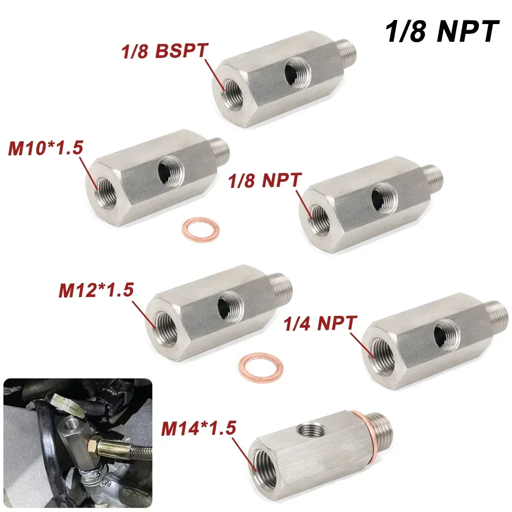 

Новый разъем датчика давления масла с боковыми отверстиями 1/8 NPT «мама» на 1/4NPT 1/8NPT 1/8BSPT M10 M12 M14*1,5 Тройник калибра линии подачи