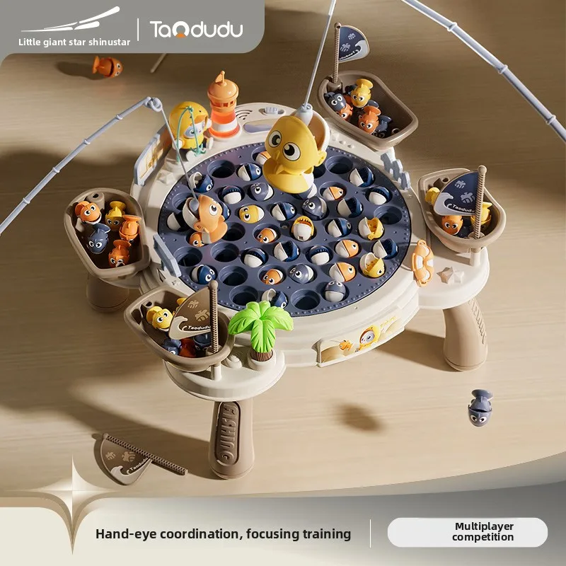 Gioco di pesca magnetico per bambini Giocattolo di pesca elettrico per bambini Ha musica Gioco di filatura Canna da pesce Educazione Regali per bambini di 3 anni