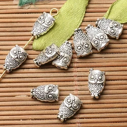 40pcs 10*6*3.7mm dark silver color 2sided owl spacer bead EF2738