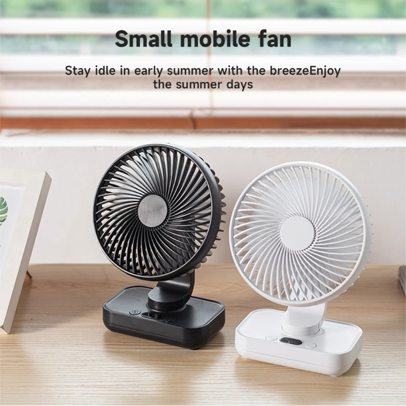 Portable Small Desk Fan 4000mAh Battery Operated and USB Powered with 4 Speeds and Oscillation for Home Office Travel Camping