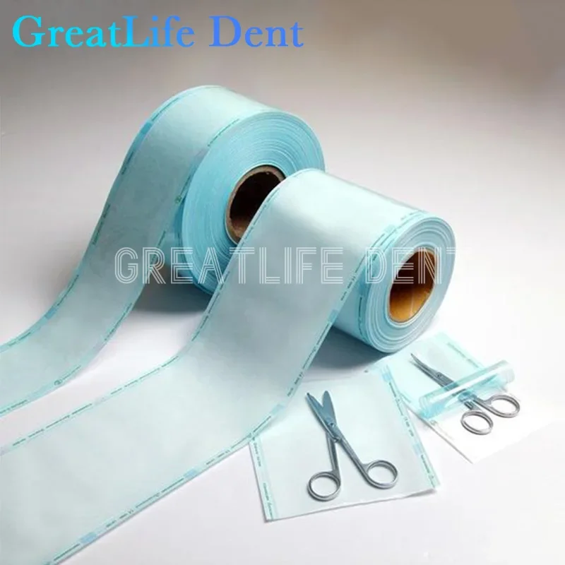 GreatLife Dent 200m/Roll Wide 55/75/100/150mm Sterilizing Bag Disposable Medical-grade Steril Pouch Tattoo Dental Nail art Bags