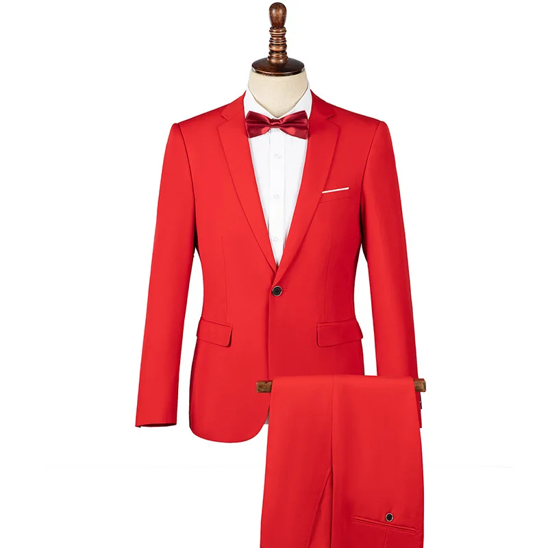 

Y52Red business formal suit men's large size suit suit groom wedding dress color