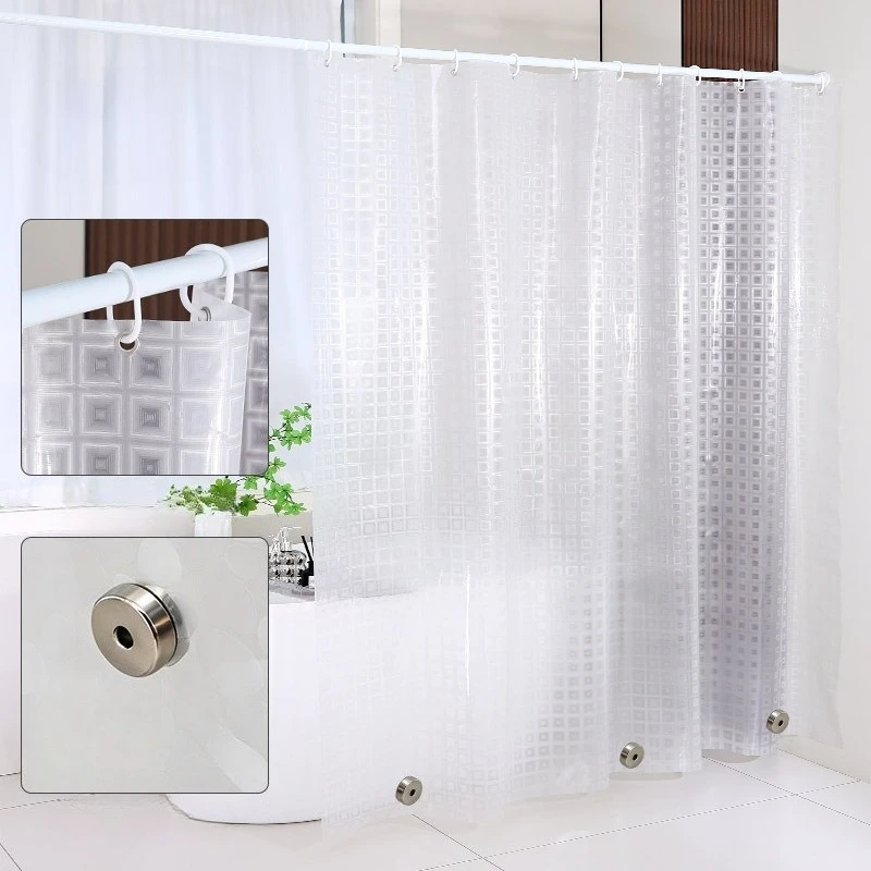 Shower Curtains Transparent Geometric Wave Waterproof Bathroom Curtain Decorative Modern Style PEVA Material Partition Curtain