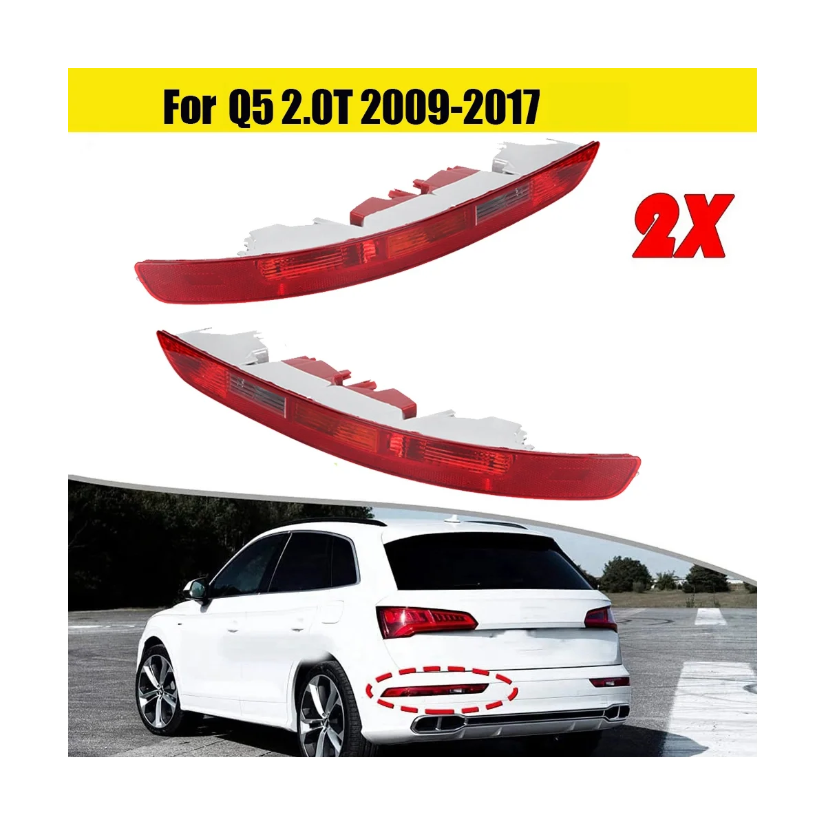 

1Pair Rear Bumper Lamp Housing for Audi Q5 2.0T 2009-2017 Car Taillight Turn Signals Brake Light Cover (Without Lamp)