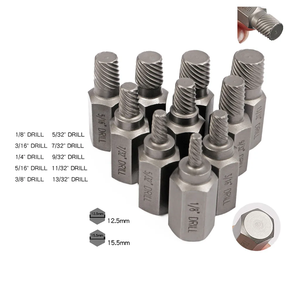 23pcs Screw Extractor Set Damaged Broken Bolt Screw Extractor Hex Head Extractor Metal Drill Bit Broken Bolt Stud Remover Tool