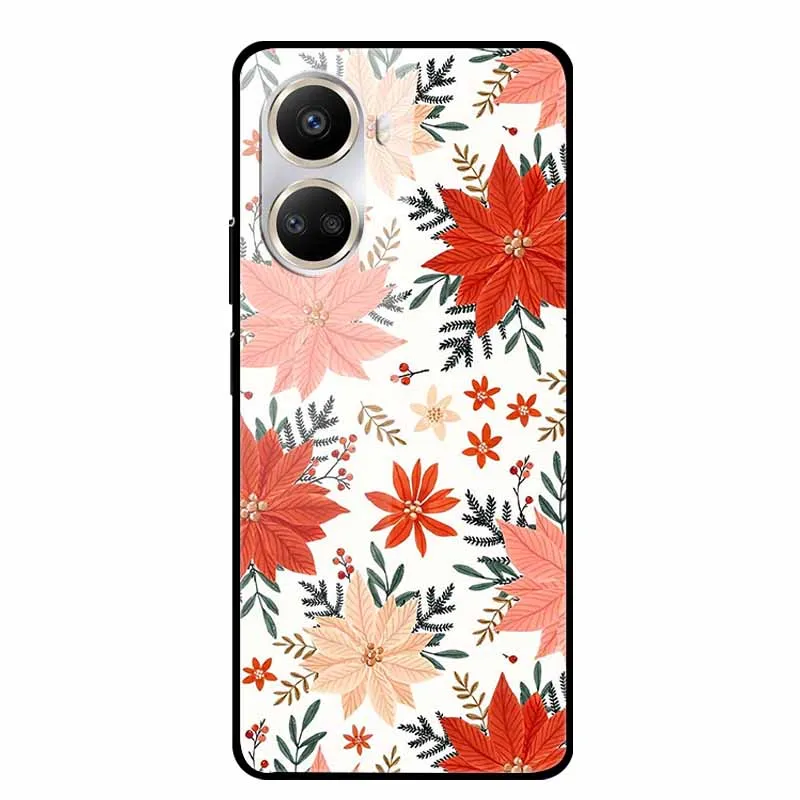 For Huawei nova 10 SE Tempered Glass Case Capa Coque Bumper on For Huawei nova 10 9 SE Phone Flowers Back Cover nova9 Hard Funda