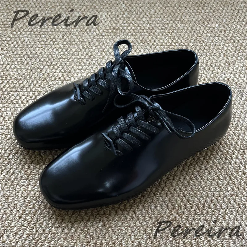 British Style Thick Soled Oxford Shoes for Men Round Toe PU Leather Lace-Up Casual Business Shoes Fashion Versatile Male Shoes