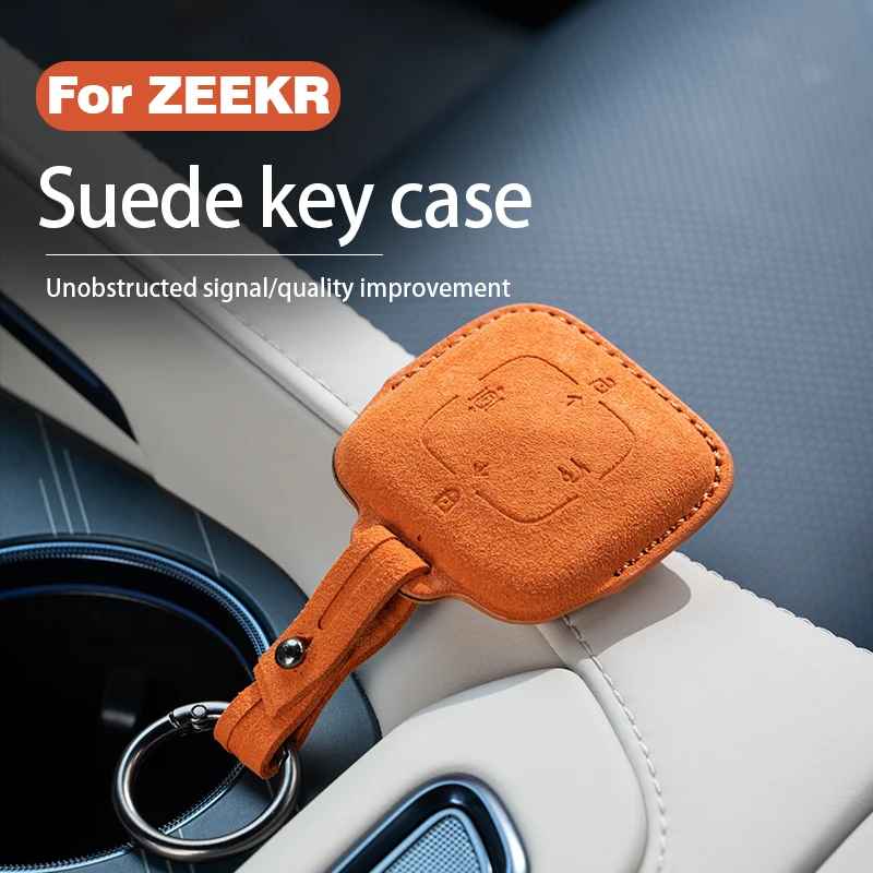 ZEEKR 001/007X special suede key protection case,KEY FOB COVER Bluetooth key bag, buckle alcantara car accessories