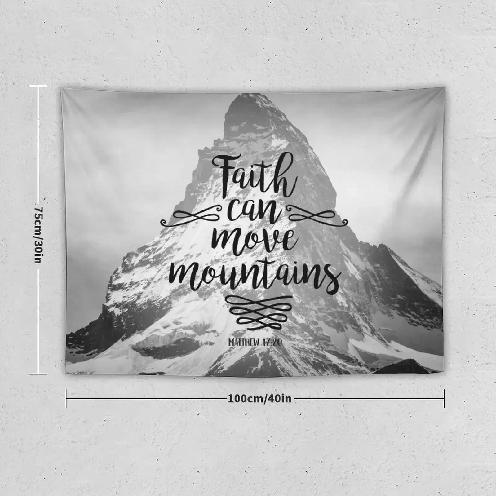 Faith can move mountains - Matthew 17:20 - Christian Quotes Tapestry Wall Hanging Wall Custom Tapestry