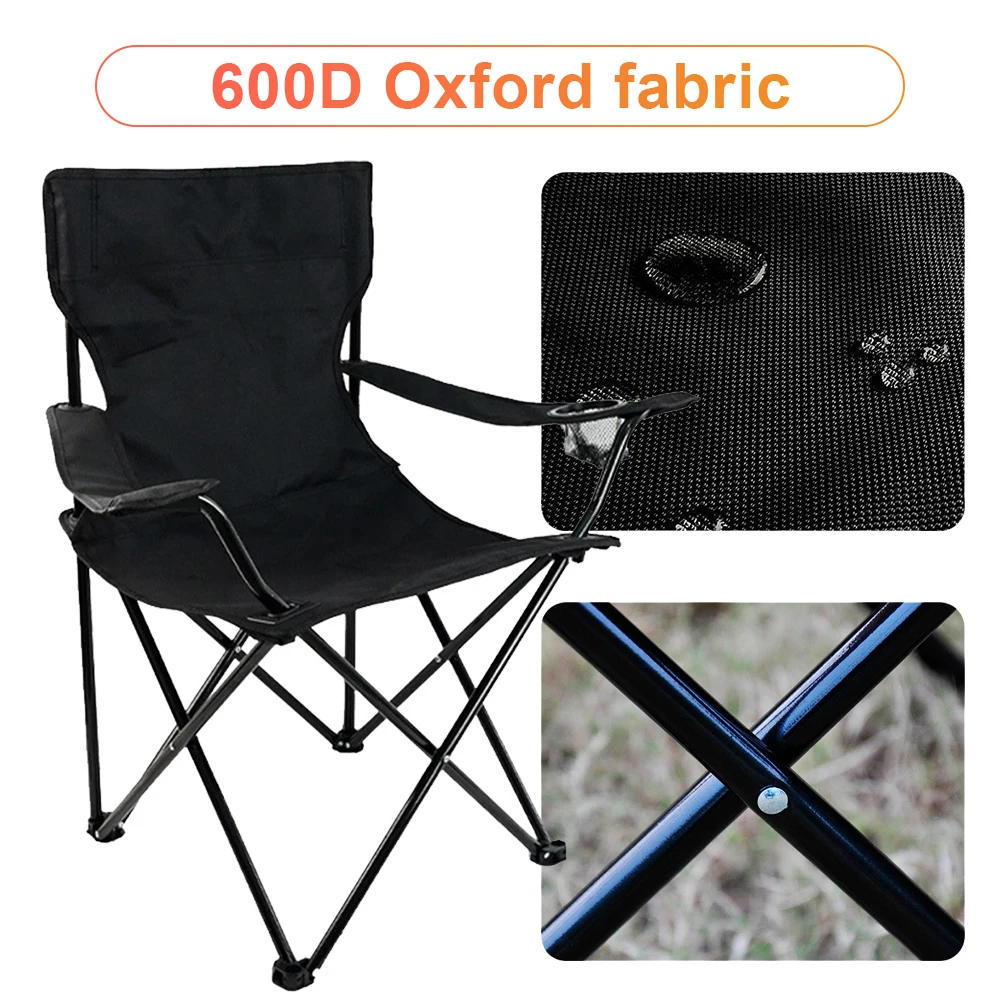 Camping Folding Chair Outdoor Collapsible Chair with Carrying Bag & Armrest Foldable Portable Camping Chair for Beach Picnic