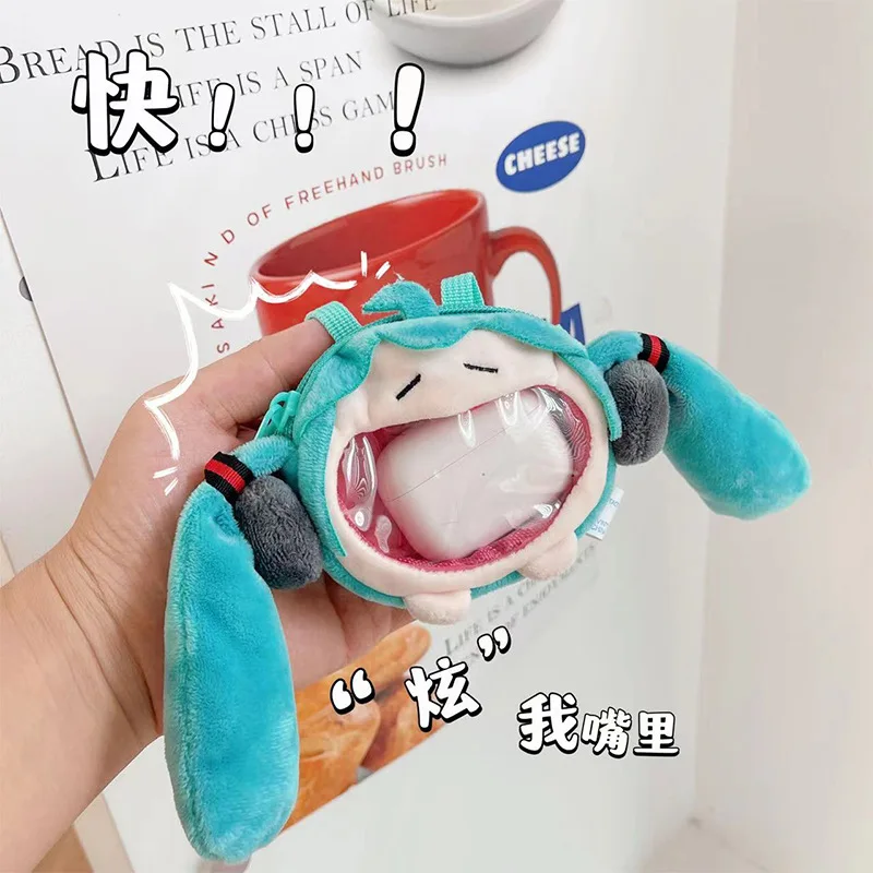 Animazione Cartoon Around Hatsune Miku Cute Mini Pain Bag cuffie borsa portamonete ciondolo in peluche.