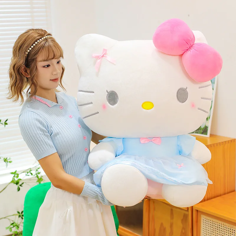 50cm Hello Kitty Plush Toys Sanrio Cute Movie KT Cat Dolls  Soft  Stuffed Hello Kitty Birthday Gifts For Kids  New  Dress  Doll