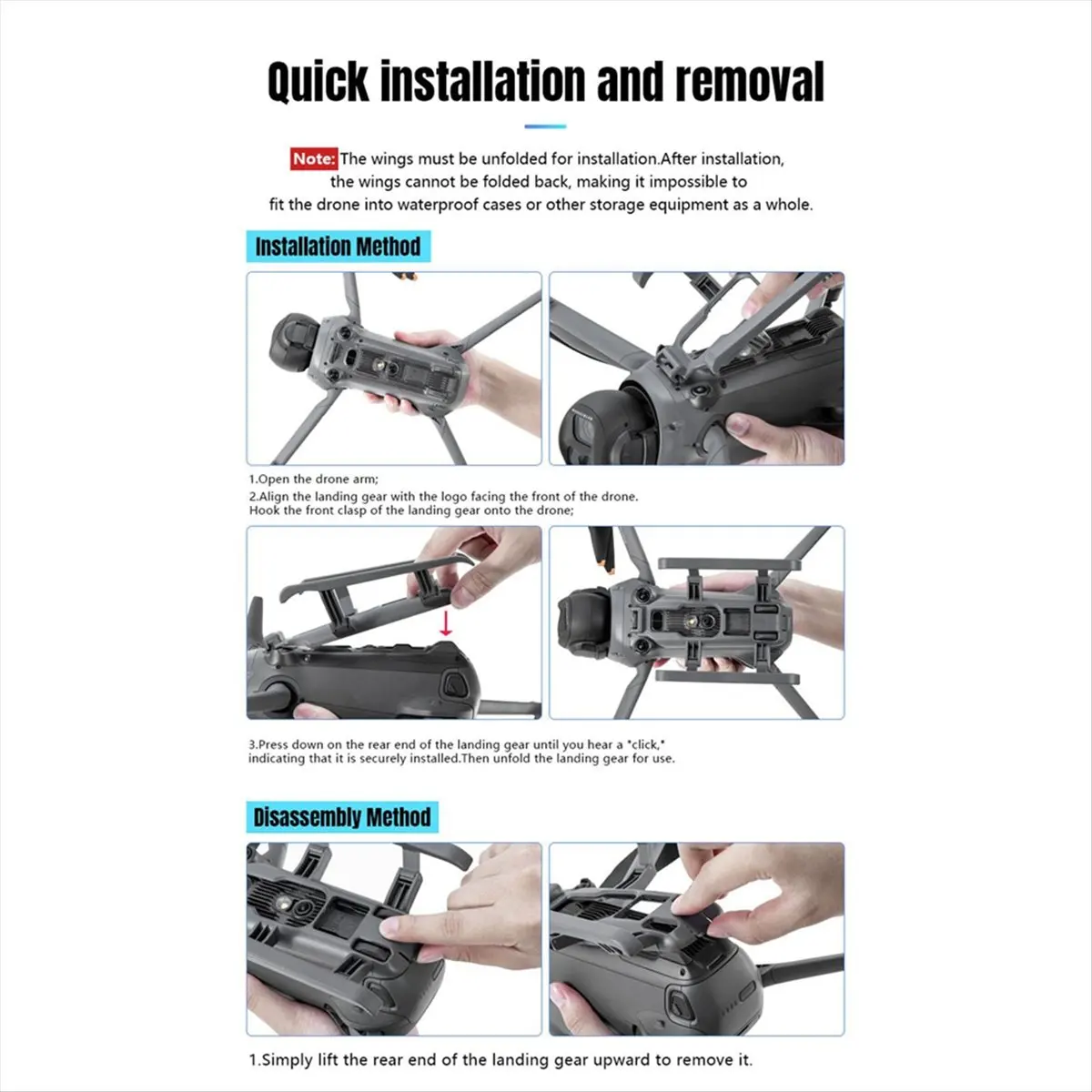 DT77 30mm Landing Gear for DJI Mavic 4 Pro Drone Accessories, Quick-Release Foldable Extended Landing Legs Kit Compatible