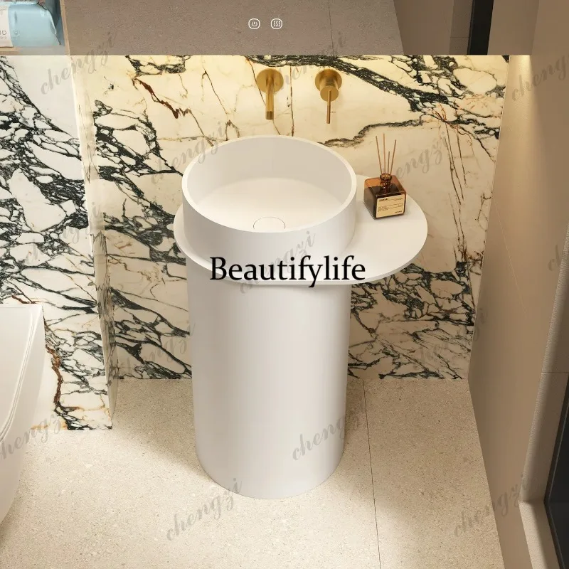 Independent artificial stone wash basin Household small apartment bathroom storage countertop integrated floor wash basin