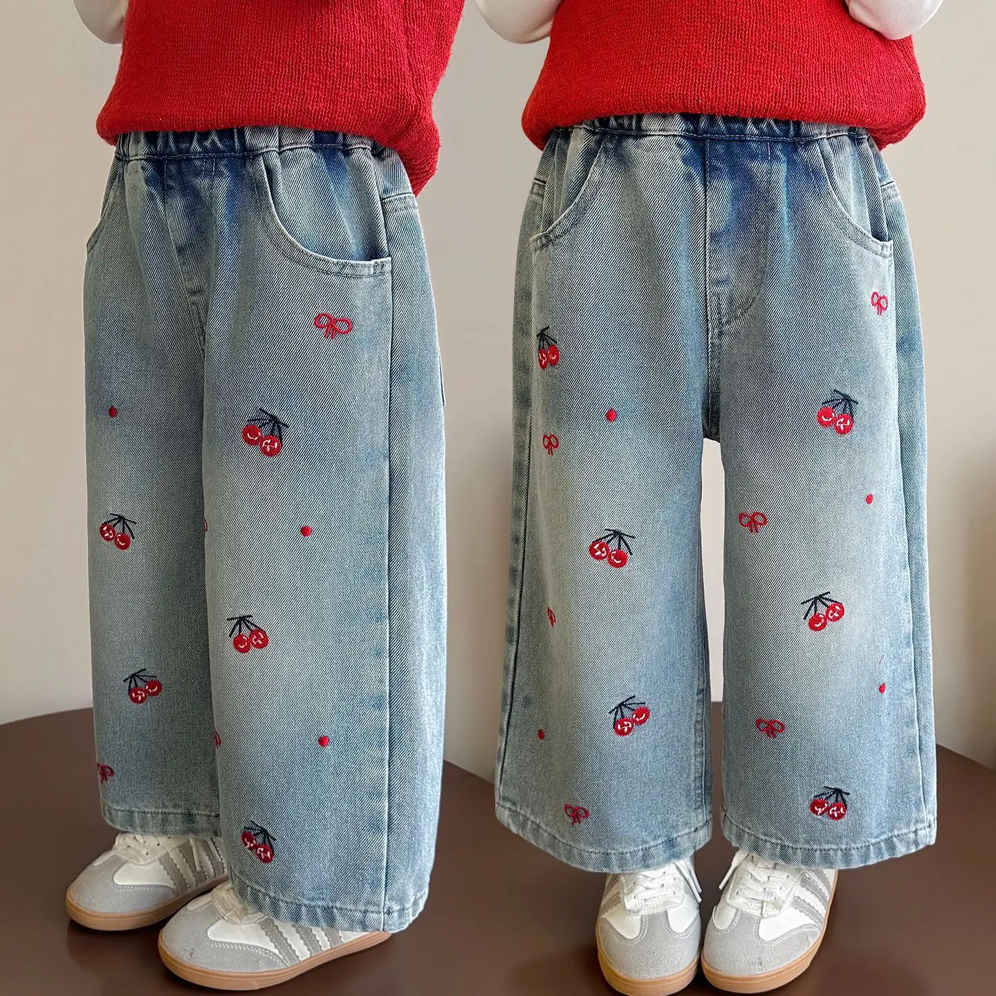 

Girls Spring Jeans 2026 New Wide Leg Straight Pants
