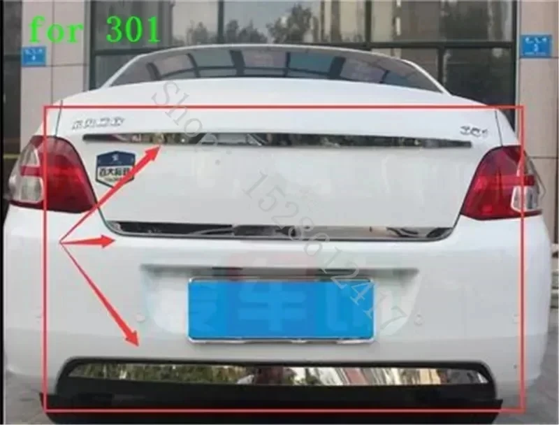 

for Peugeot 301 2012 2013 2014~2019 Stainless Steel Car Rear Trunk Cover Trim Decoration Tailgate Frame Garnish Strip Trim