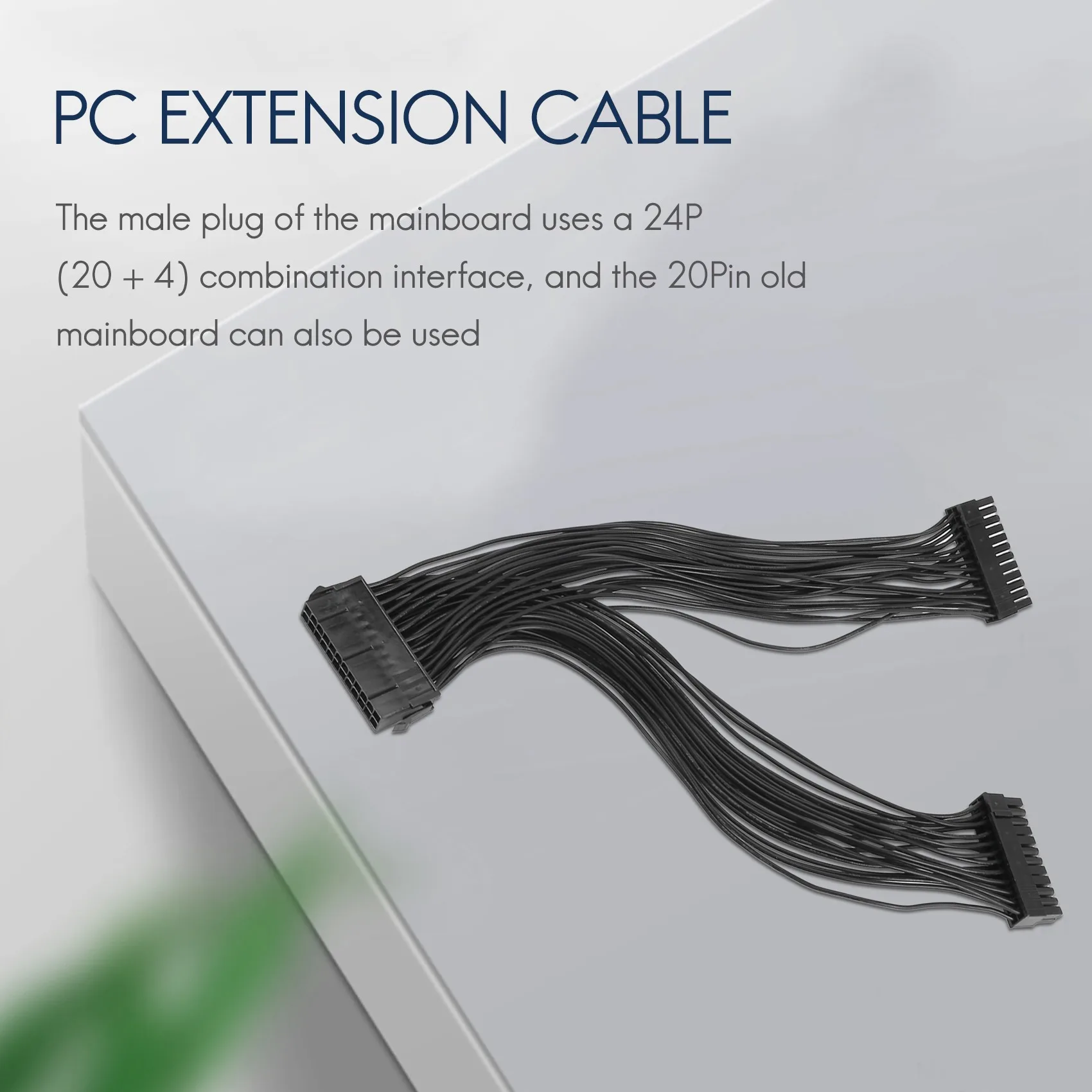 สายต่อขยายแหล่งจ่ายไฟ24Pin ATX 1ถึง2พอร์ตสาย PSU ตัวผู้เป็นตัวเมียสายต่อ24PIN