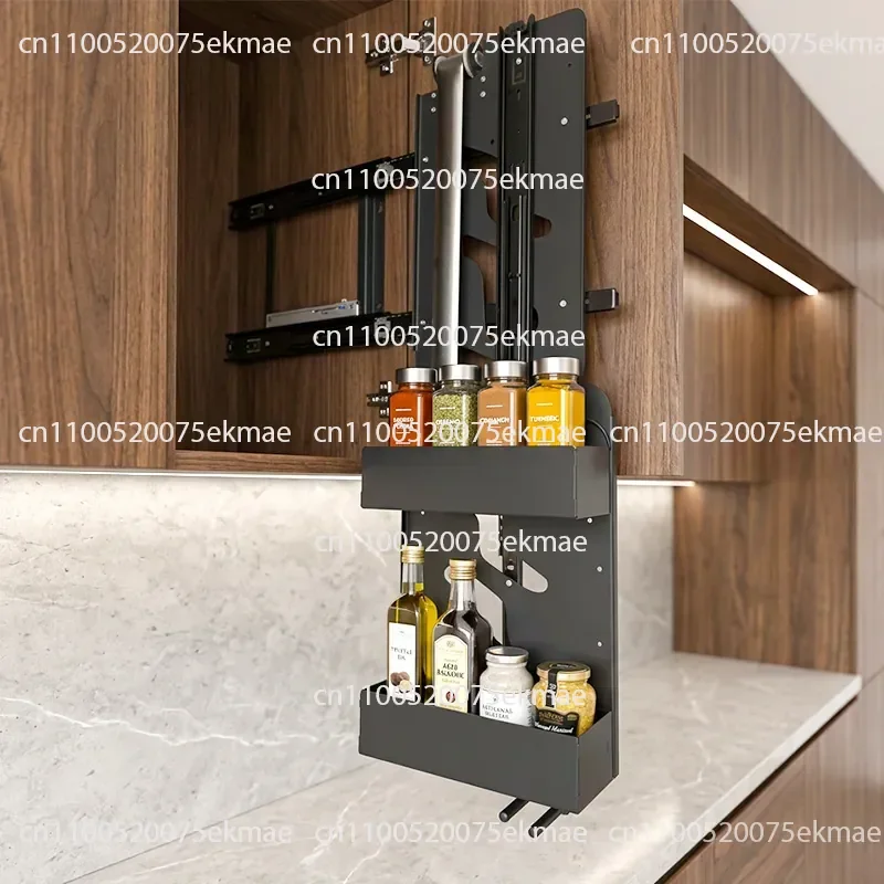 Hanging Cabinet Pull-down Basket Pull-down Type Extremely Narrow Upper Cabinet Vertical Lifting Seasoning