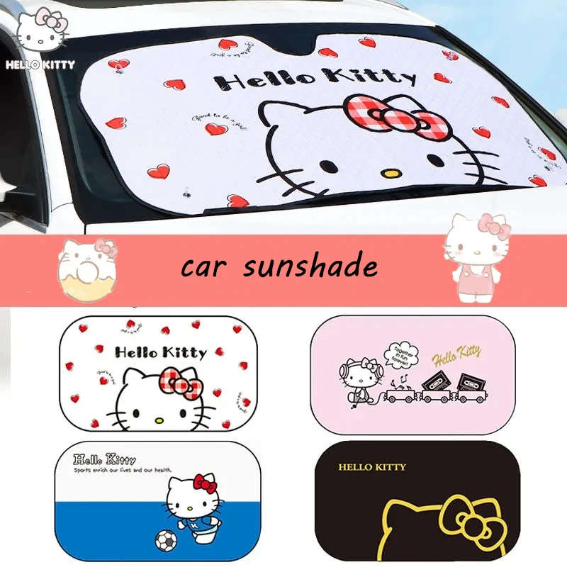 

Sanrio Kawaii Hello Kitty Car Sun Visor Cartoon Car Front Windshield Sunshade Curtain Sunscreen Insulation Cloth Car Accessories