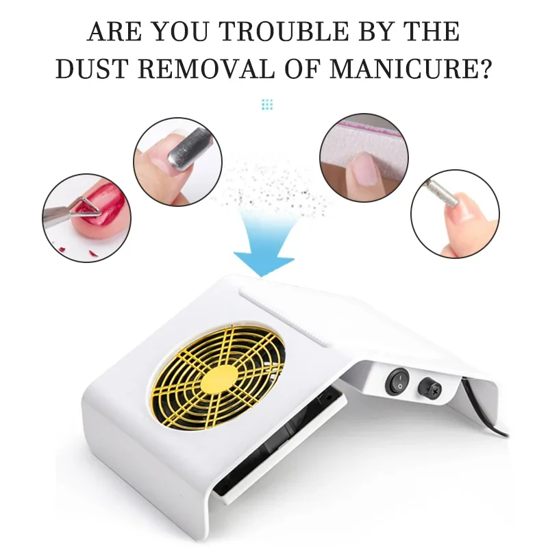 Nail Dust Collector Vacuum Cleaner for Manicure with Dust Collection Bags Professional Nail Suction Fan Salon Equipment
