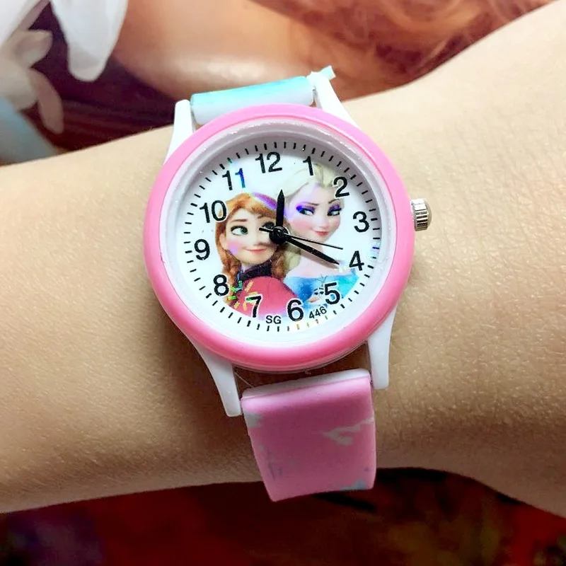 2022 New Frozen Luxury Kids Watches Cute Cartoon Watch for Girls Print Silicone Quartz Watch Fashion Childrens Wristwatch Clock