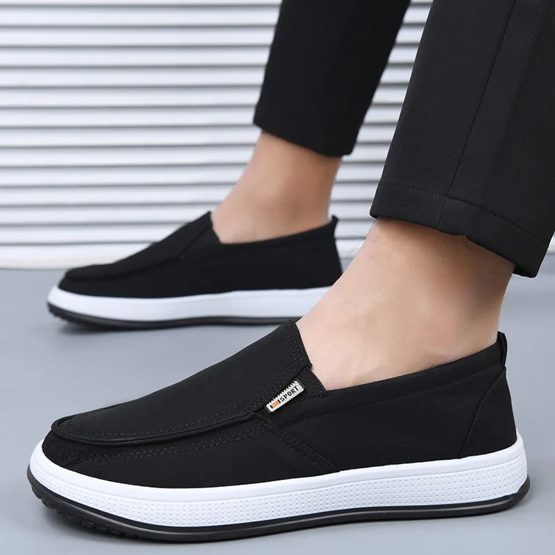 Herren-Slipper aus Canvas, atmungsaktiv, leicht, rutschfest, flache, bequeme Freizeitschuhe, ideal zum Spazierengehen, für den täglichen Gebrauch. – Detail 9