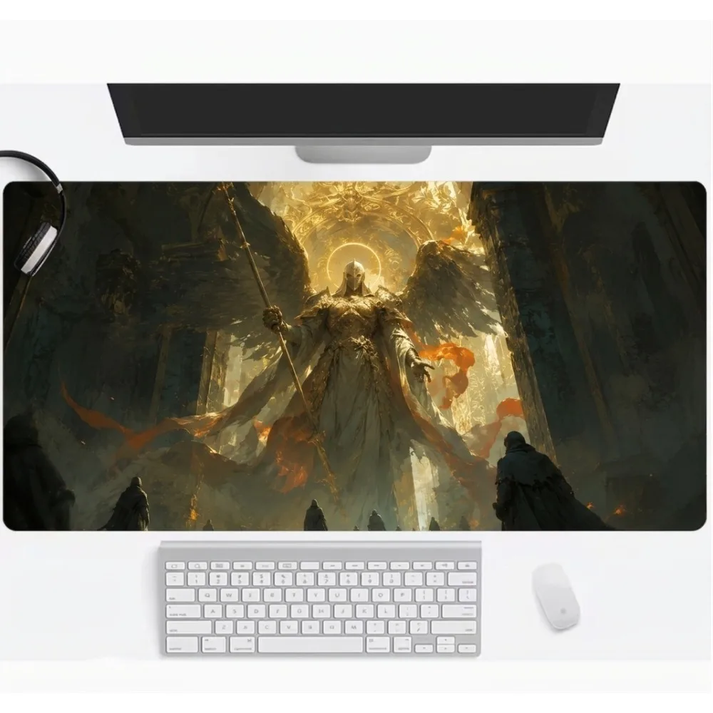 Golden Angel Knight Epic Fantasy Warrior Expansion Desktop Mat office desk accessories alfombrillas gaming