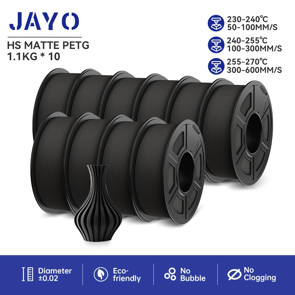 JAYO 10 Rollen pla plus/petg /pla/pla+2.0/skdc Mehrfarbiger 3D-Filamentdrucker 1,75 mm FDM 100 % kein Blasen für 3D-Druckermaterialien