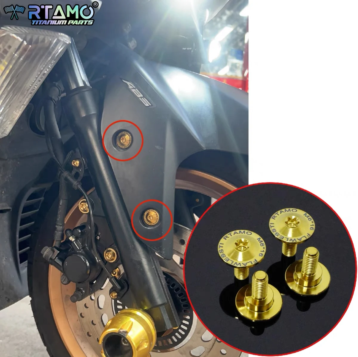 RTAMO Titanium Bolt M6X16X12S (OD=18)  Step Screws for Yamaha  Nmax155 Front Fender