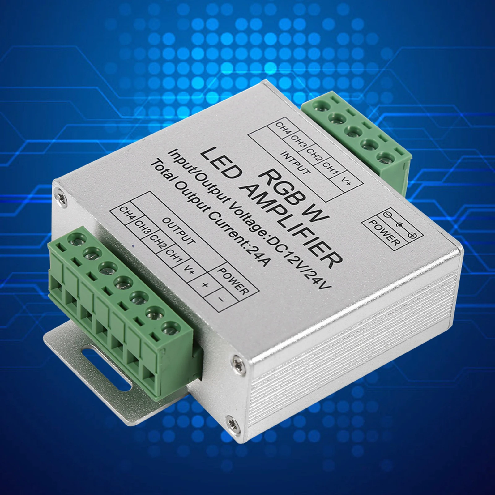 

C5 DC12‑24V 24A RGBW Signal Amplifier 4 Channel Output Circuit Led Strip Controller Dimming LED Strip Signal Power Amplifier