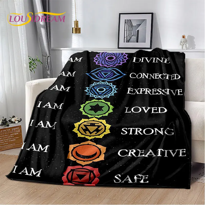 Мягкое плюшевое одеяло Rainbow 7 Мандала чакр в богемном стиле, фланелевое одеяло, покрывало для гостиной, спальни, кровати, дивана, пикника