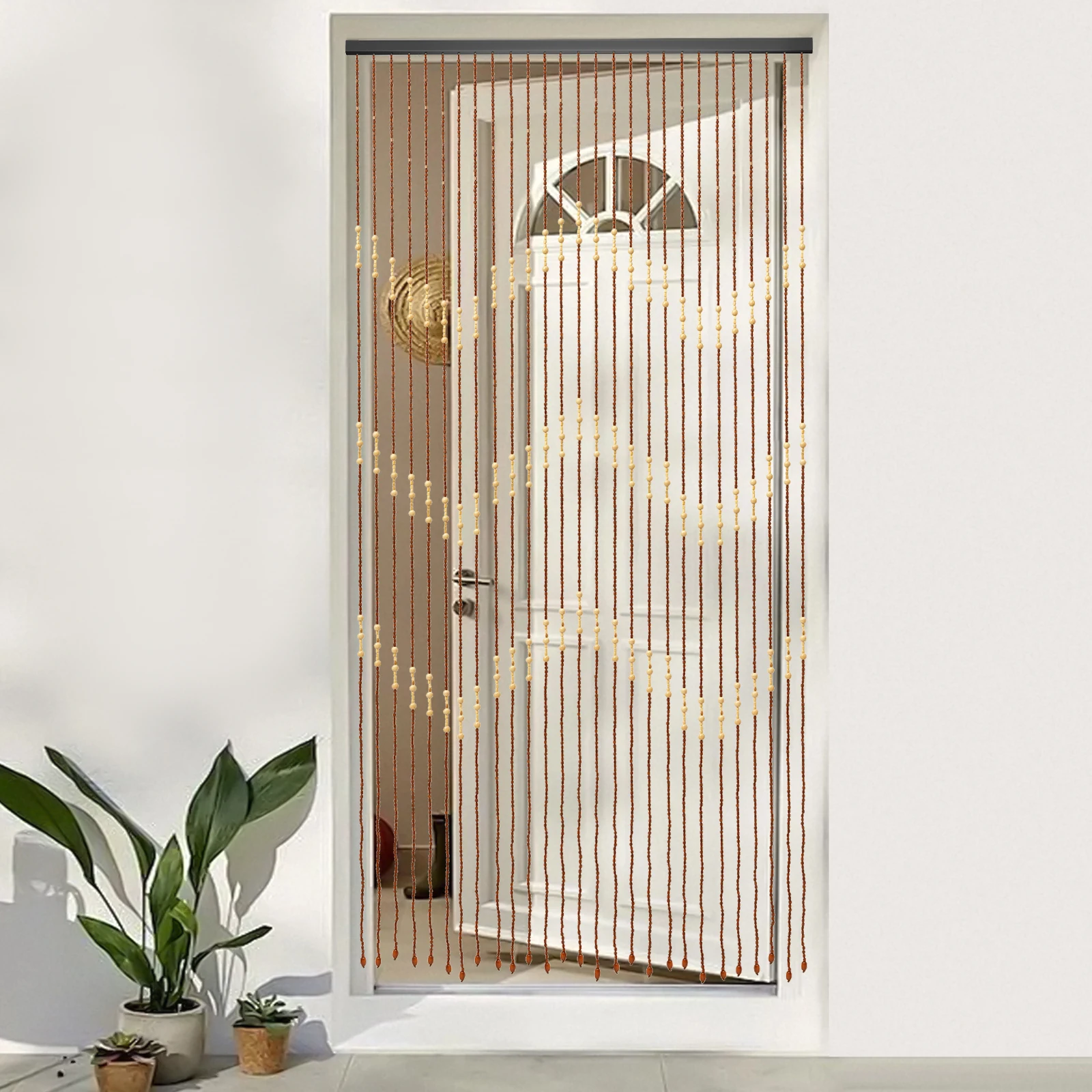 

Ретро занавеска из бисера, деревянная занавеска из бисера, дверная занавеска, бамбуковые зерна и дерево для гостиной, балкона, ванной комнаты, спальни