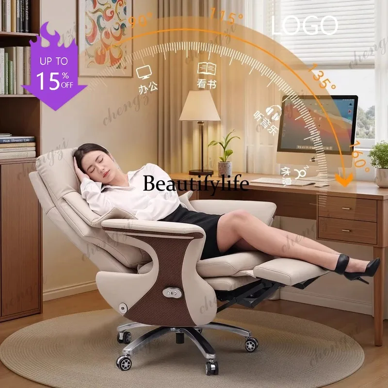 

C45 Luxury Electric Massage Executive Chair Heating Ventilation Genuine Leather Reclining Office Desk Chair Extended Sitting
