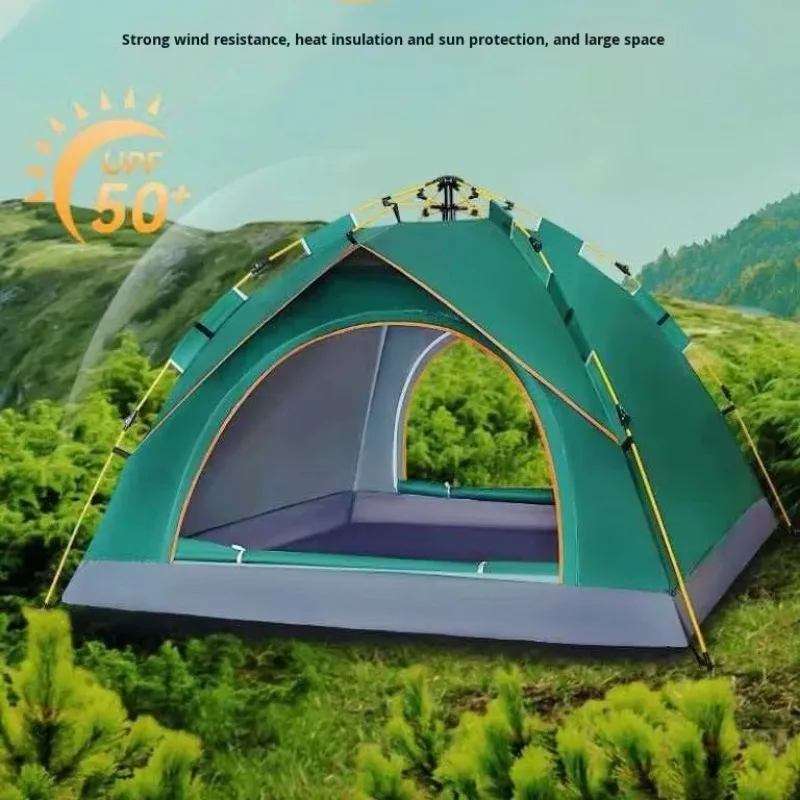 Summer Travel Folding Ultra Light Custom Waterproof 1000mm UV Protection Automatic Dome Single Layer Camping Tent Fast Delivery