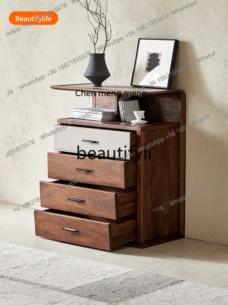 

2003 North American black walnut chest living room light luxury solid wood side cabinet storage locker