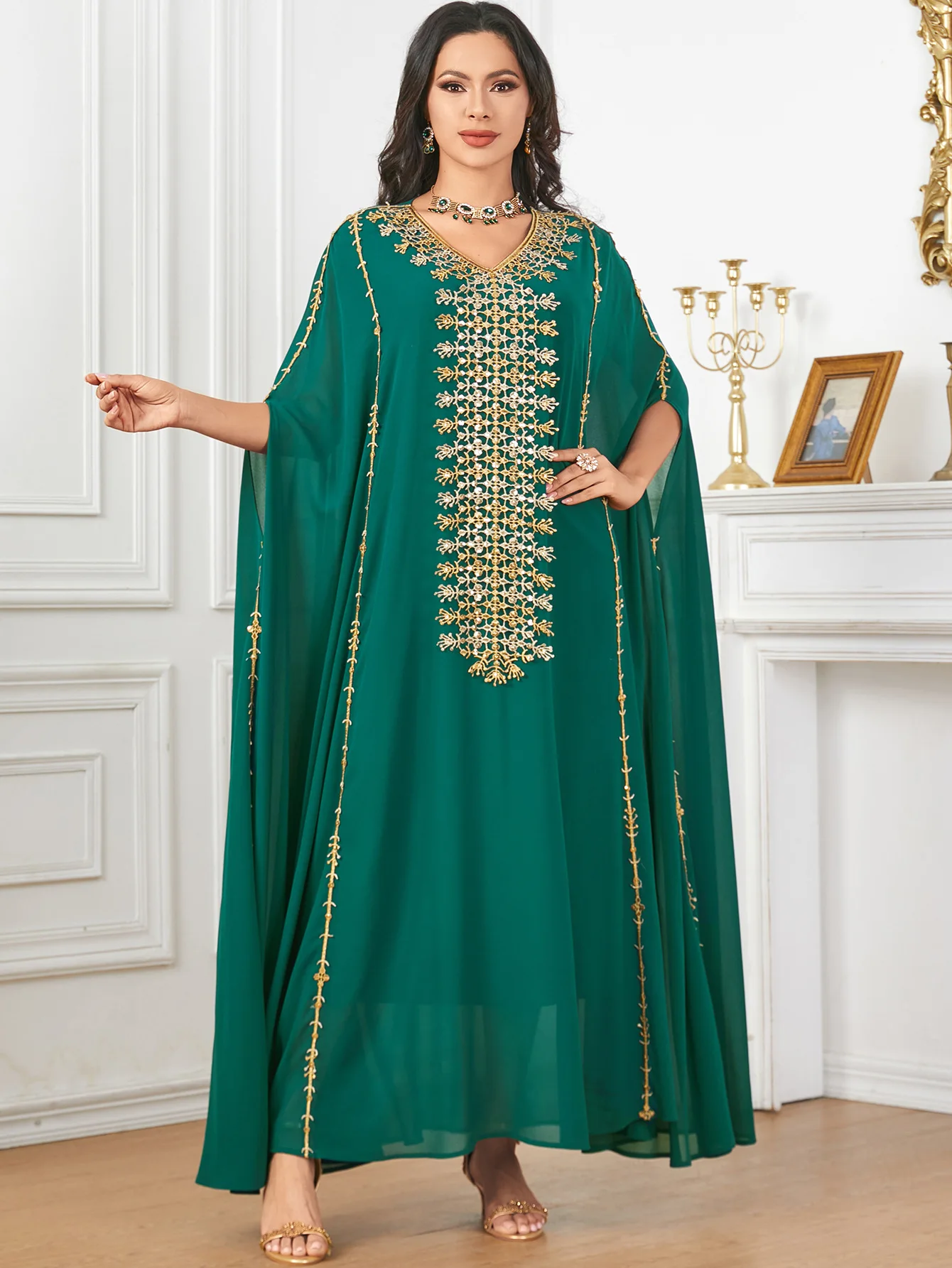 Embroidery Abayas for Women Chiffon Cloak Maxi Dress Dubai Turkey Kaftan Ramadan Djellaba Islam Jalabiya Caftan Marocain Femme