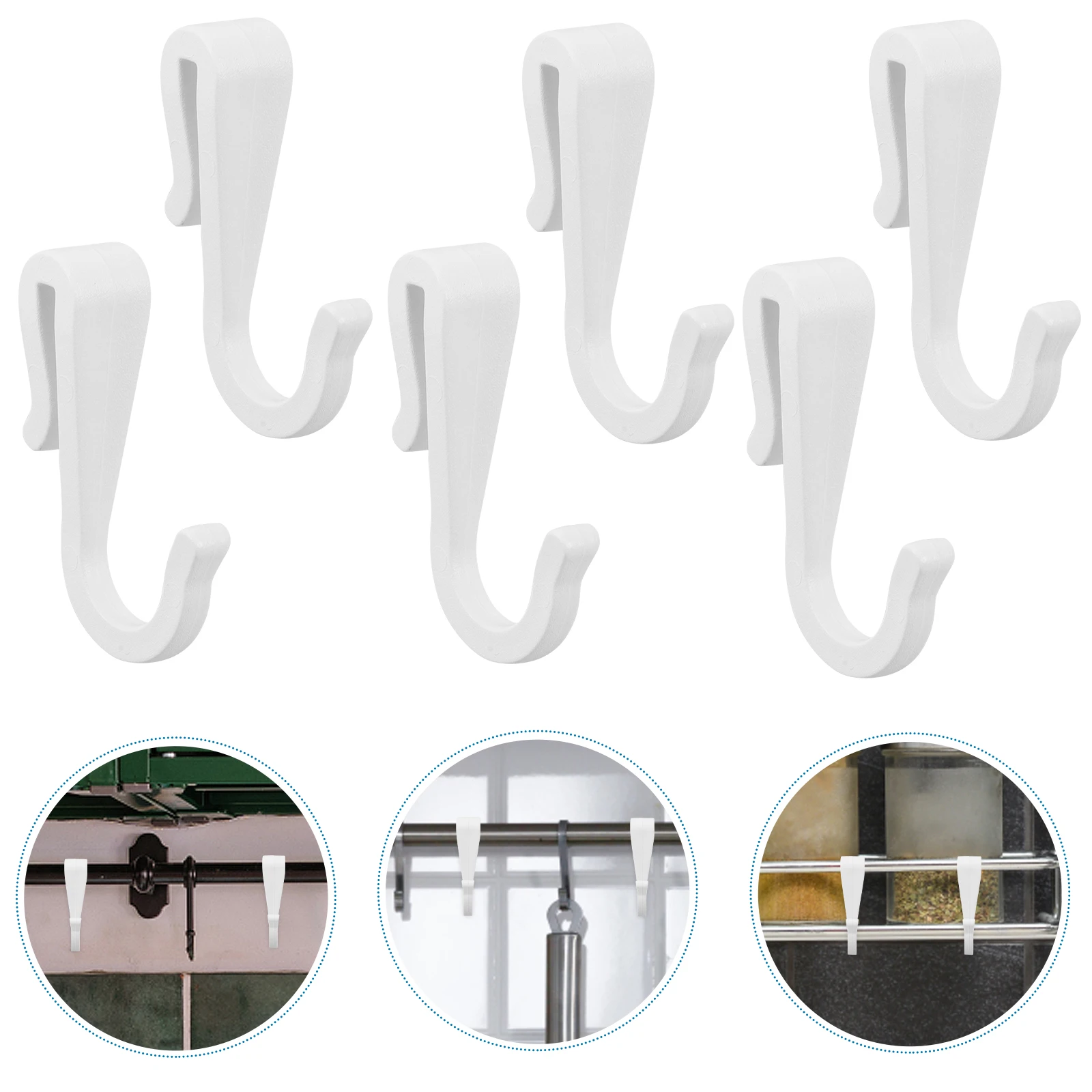 

6pcs Plastic S Heavy Duty Mounted Pots Mugs Towels Organizers White Utility Long Lasting Space Saving Cabinet Hangers Flat