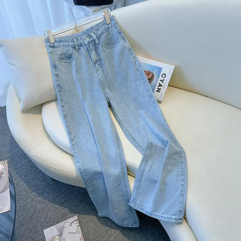 

High Waist Jeans Women's Spring Summer Straight 2023 New Loose and Thin Small Versatile Wide-legged Mop Pants jeans woman