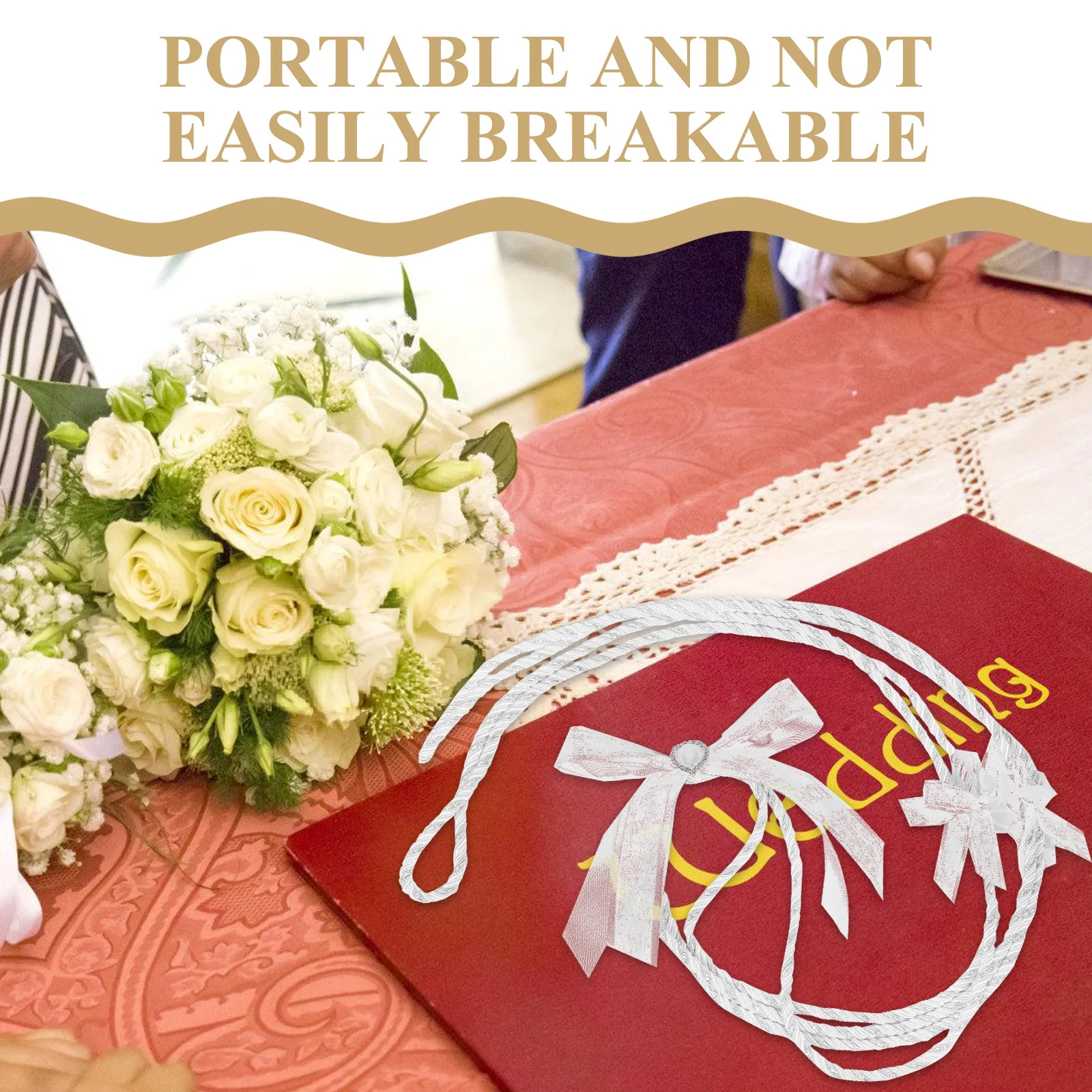 حبل لاسو الزفاف - حبل إيقاع يدوي أنيق للاحتفال - حبل توحيد الزفاف قابل لإعادة الاستخدام مع المعلقات - الزواج التقليدي #4