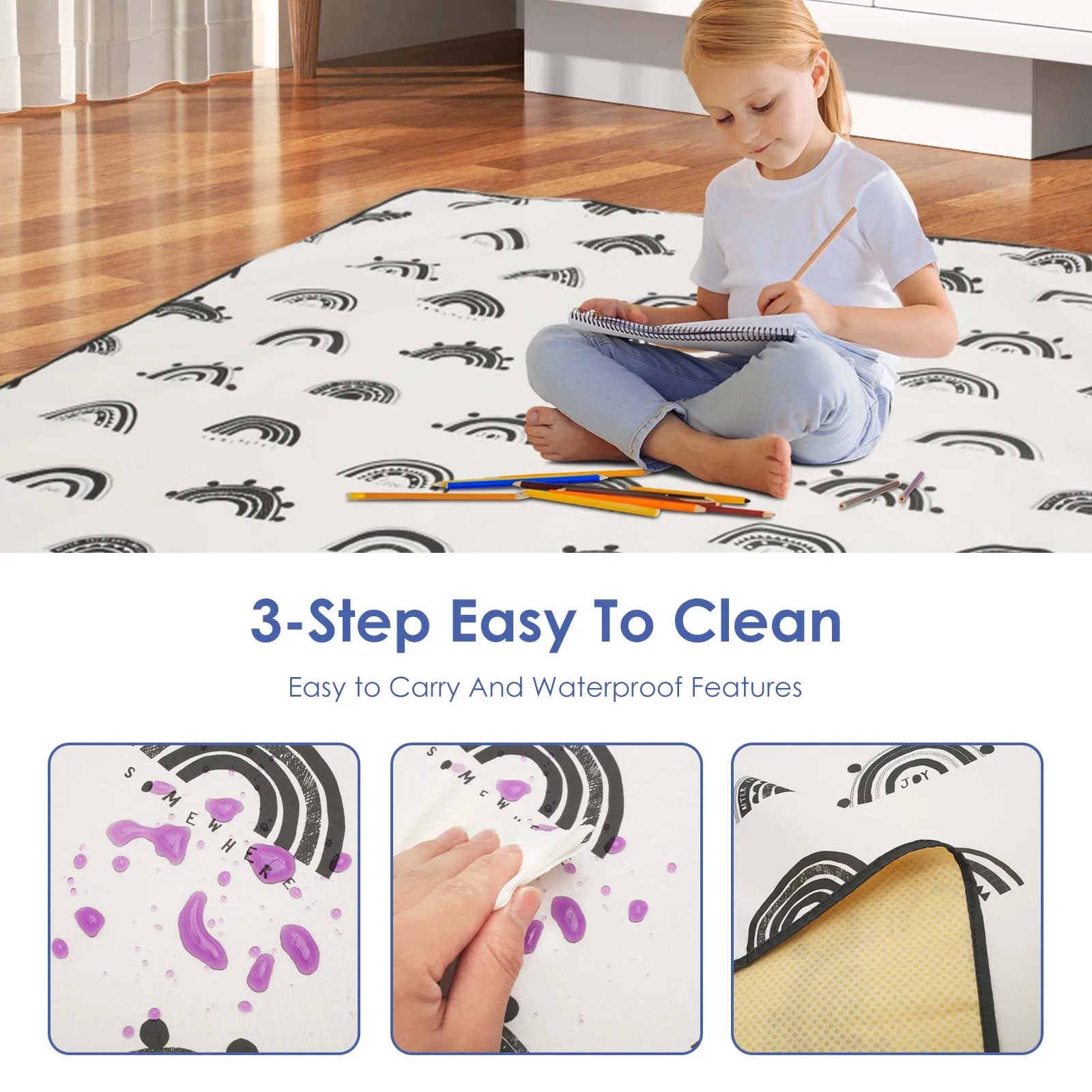 Baby Splat Mat Anti Slip High Chair Mat Waterproof Babies Toddlers Food Splash and Spill Mat for Kids Eating Floor Protection