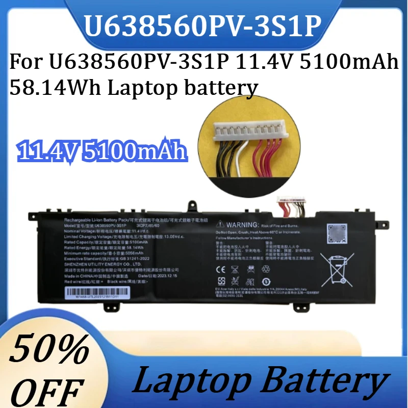 New U638560PV-3S1P High Quality Replaceable Battery Laptop Battery for U638560PV-3S1P 11.4V 5100mAh 58.14Wh